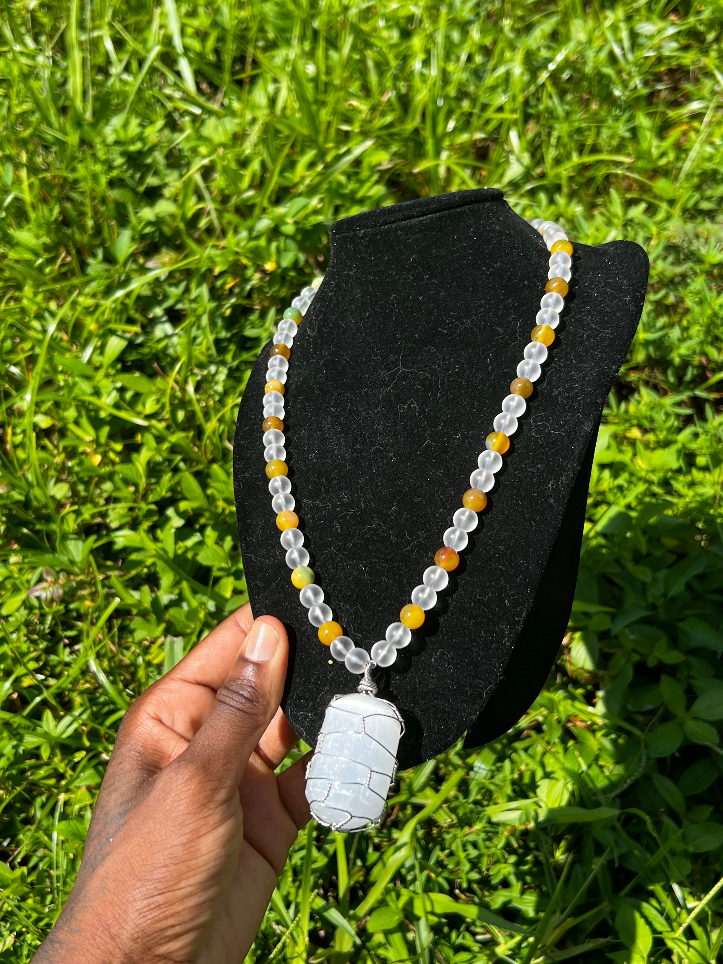 Golden Light Protector ( Agate Selenite Clear Quartz)