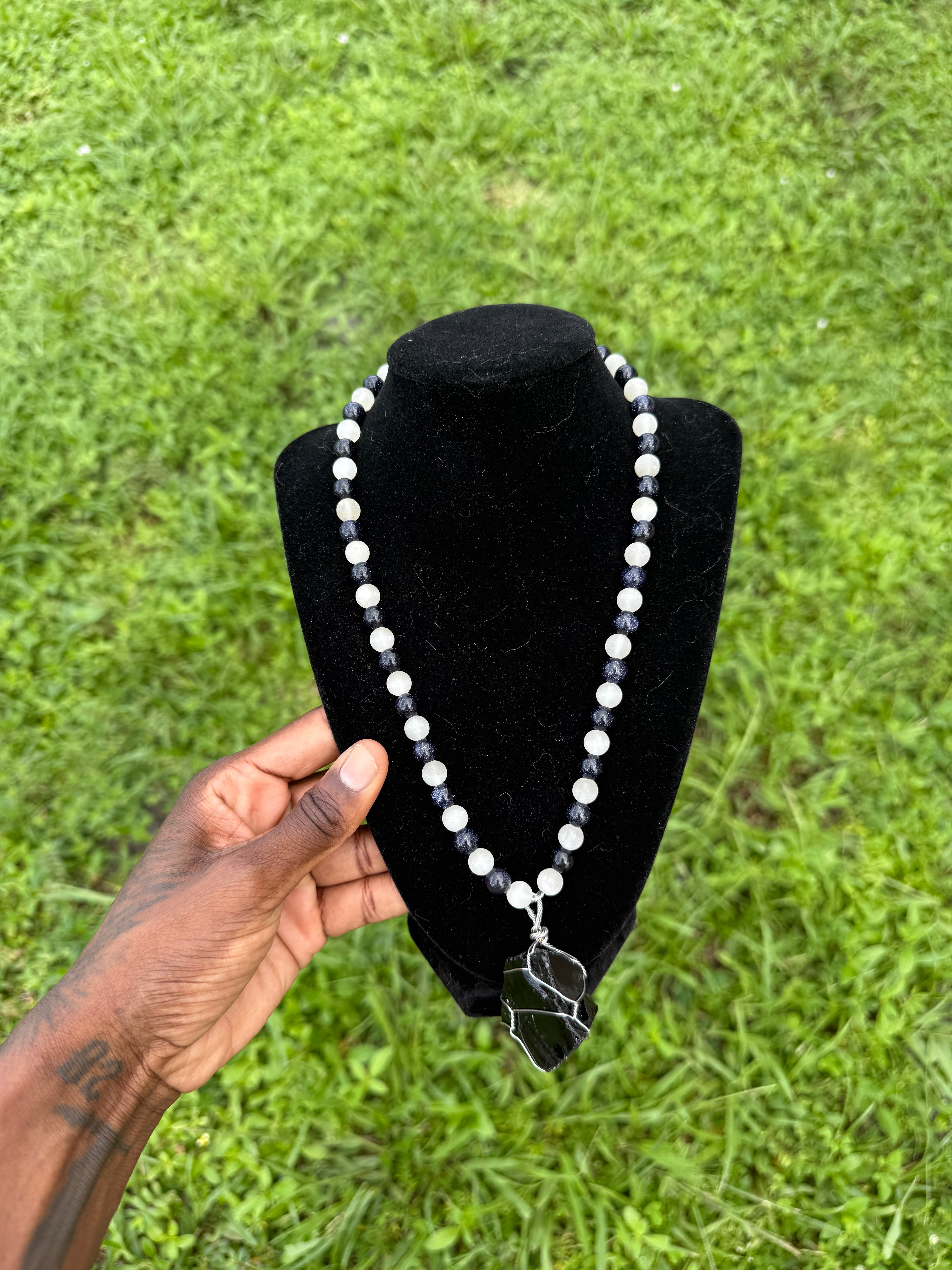 Shadow & Light Necklace (Obsidian • Selenite)