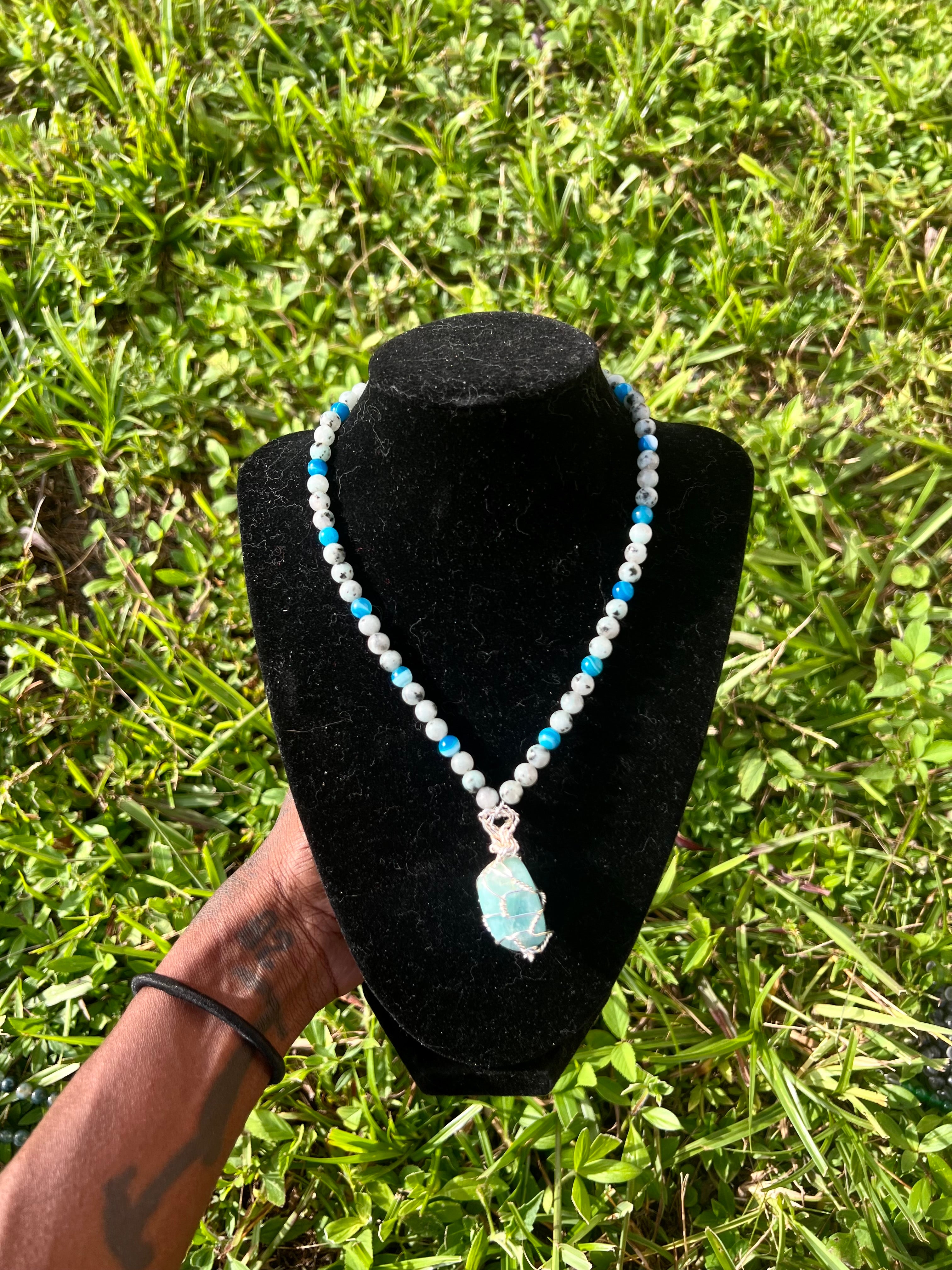 Serene Balance ( Amazonite Blue Agate Moss Agate)