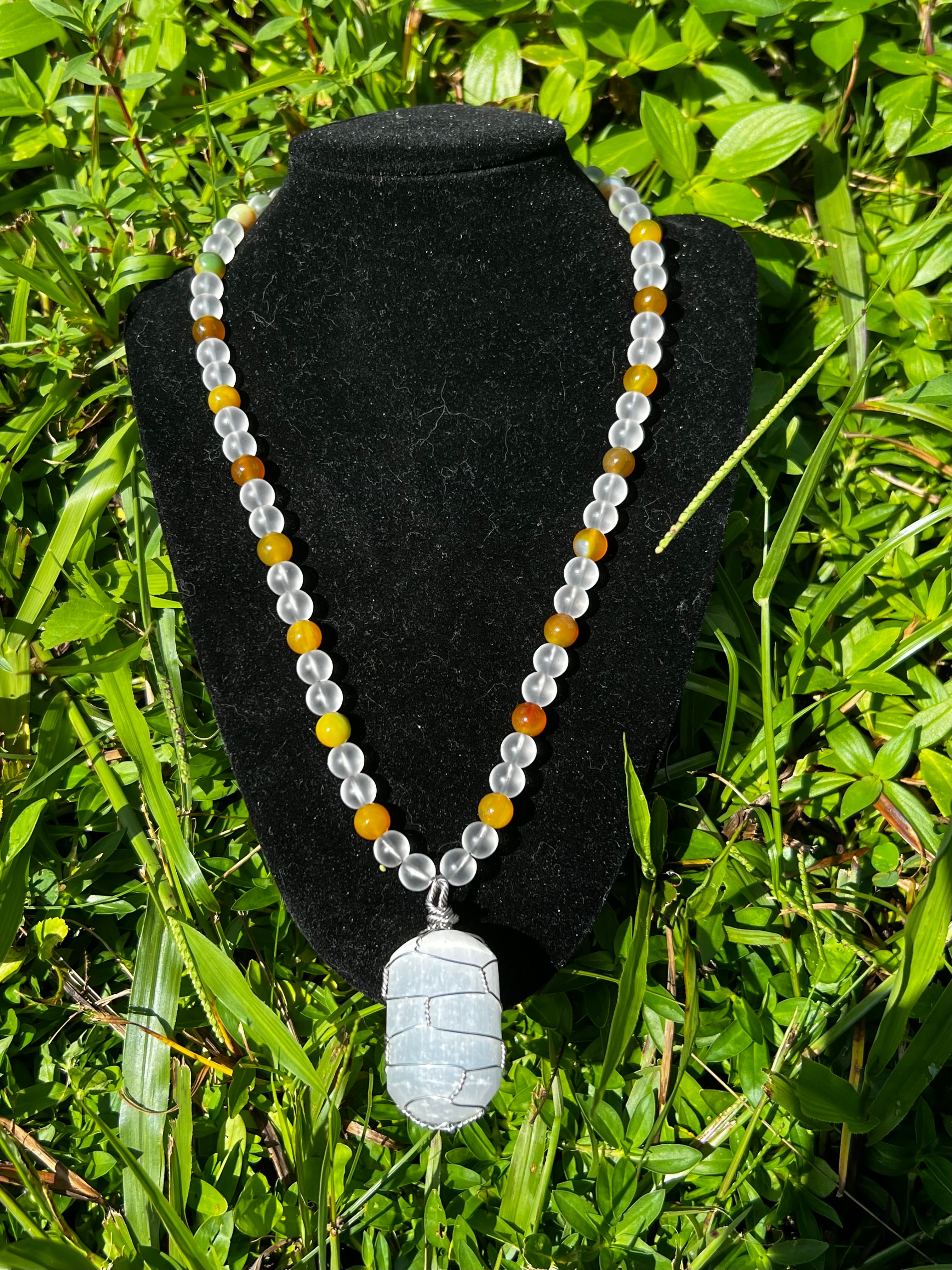 Golden Light Protector ( Agate Selenite Clear Quartz)