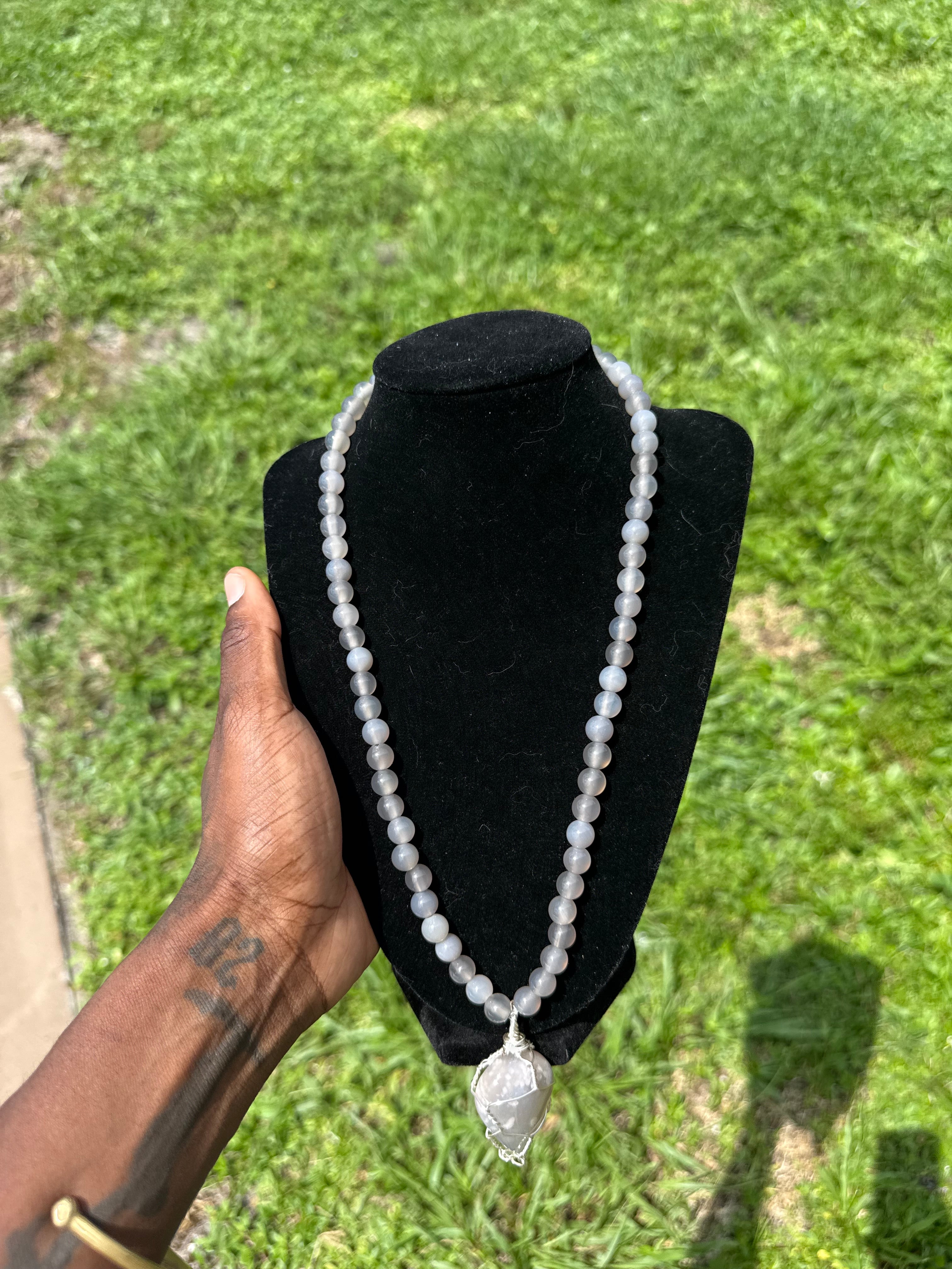 🌌 Celestial Shield Necklace (Labradorite • Agate)
