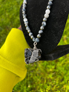 Protect Your Spirit (Black obsidian Black & white agate clear quartz )