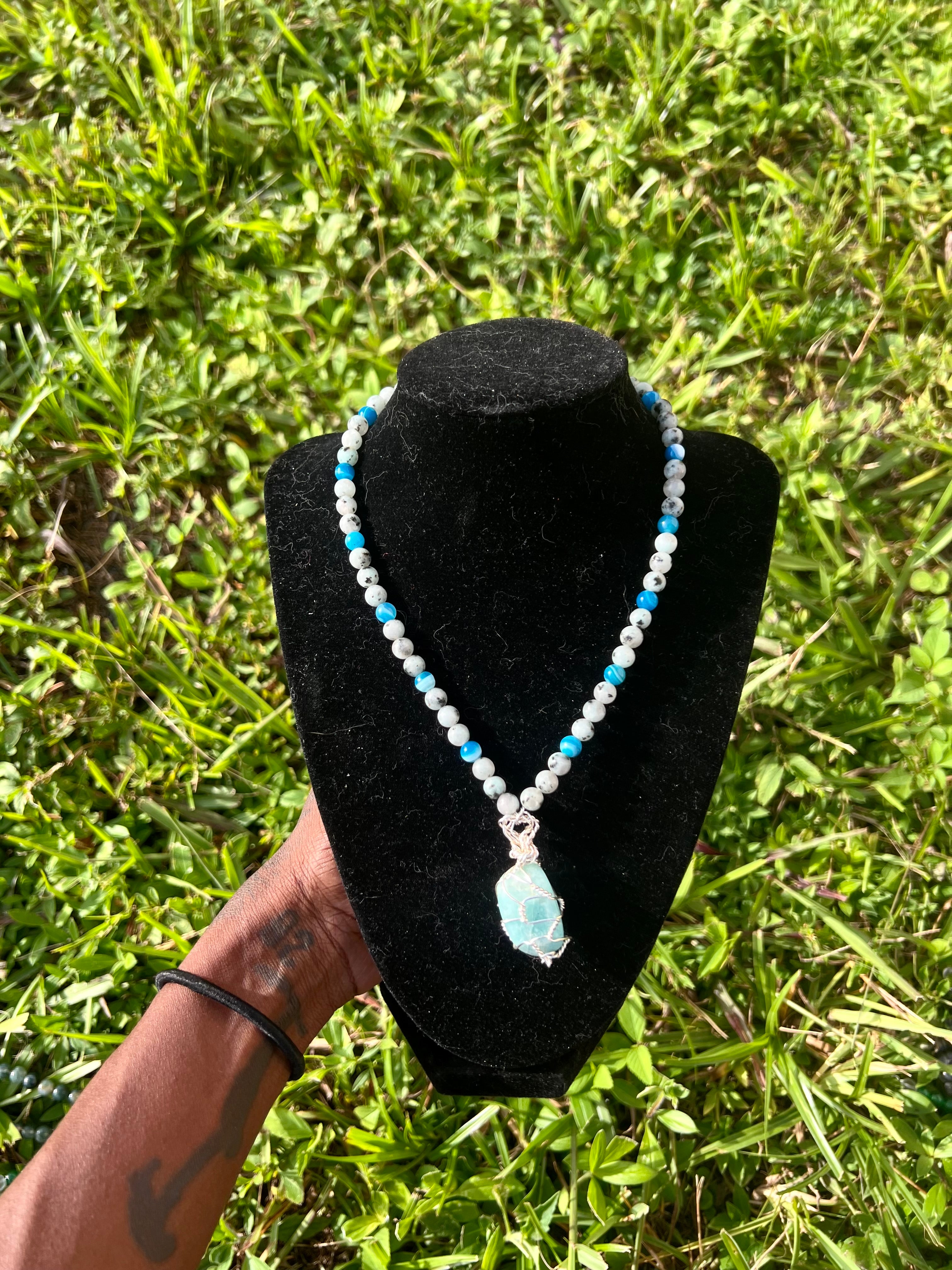 Serene Balance ( Amazonite Blue Agate Moss Agate)