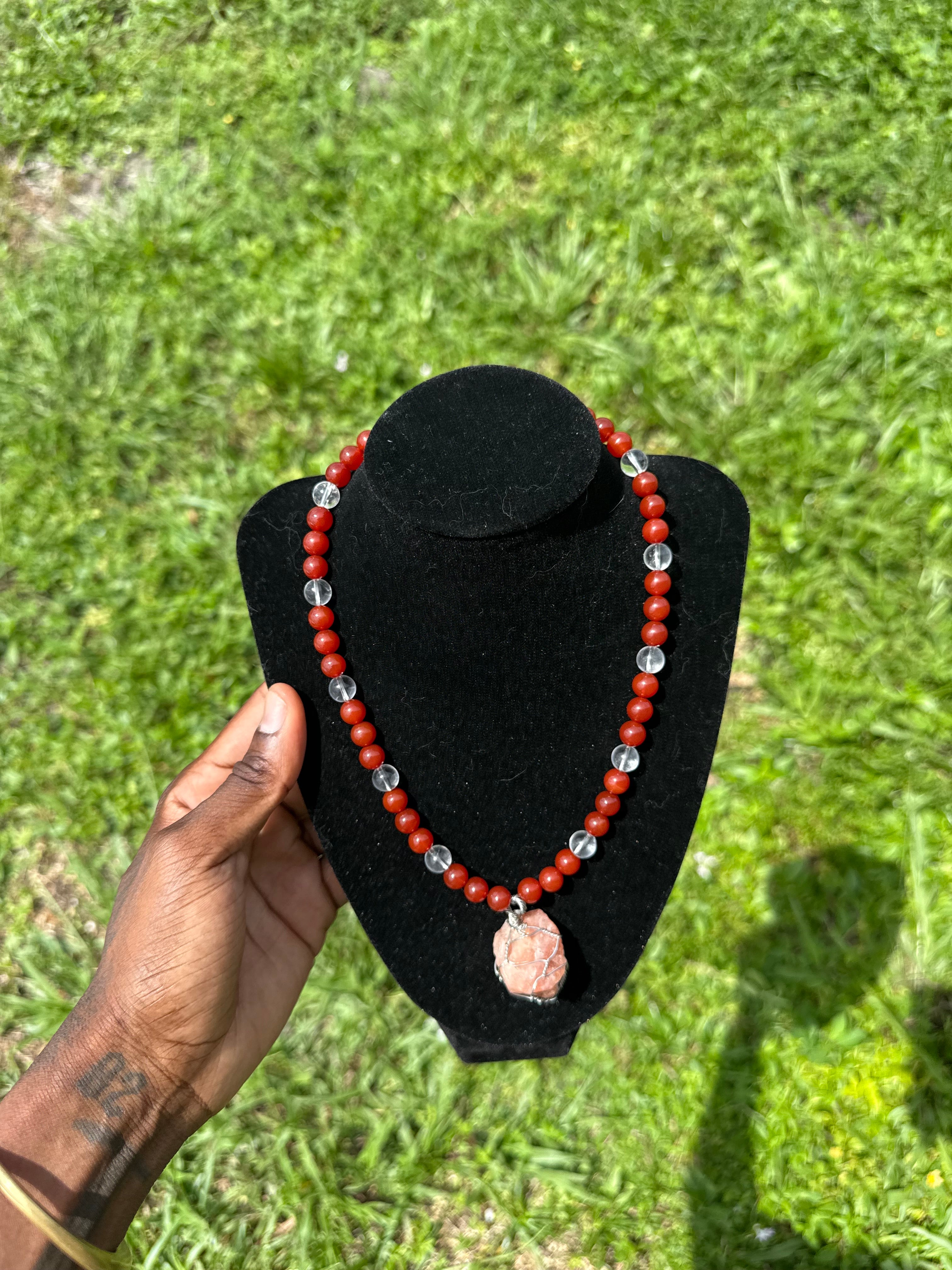 🔥 Solar Power Necklace (Carnelian • Sunstone • Clear Quartz)