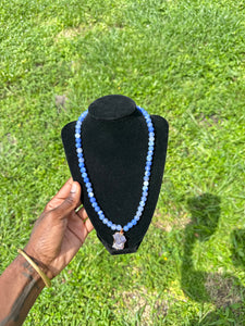 💎 Celestial Voice Necklace (Blue Lace Agate • Tanzanite)