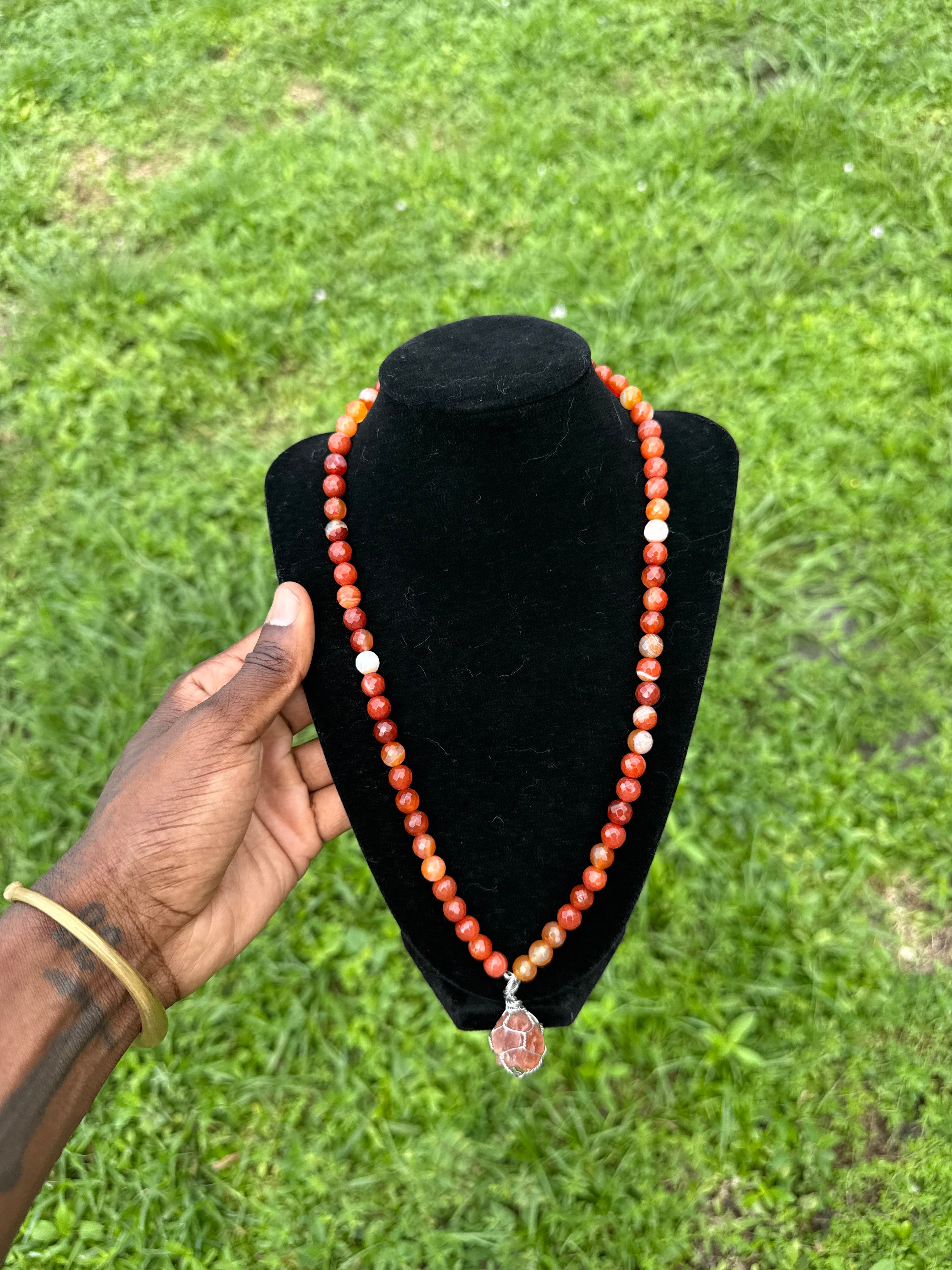 🔥 Radiant Flame Necklace (Sunstone • Clear Quartz • Carnelian