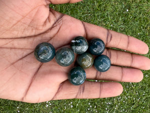 Moss agate mini sphere