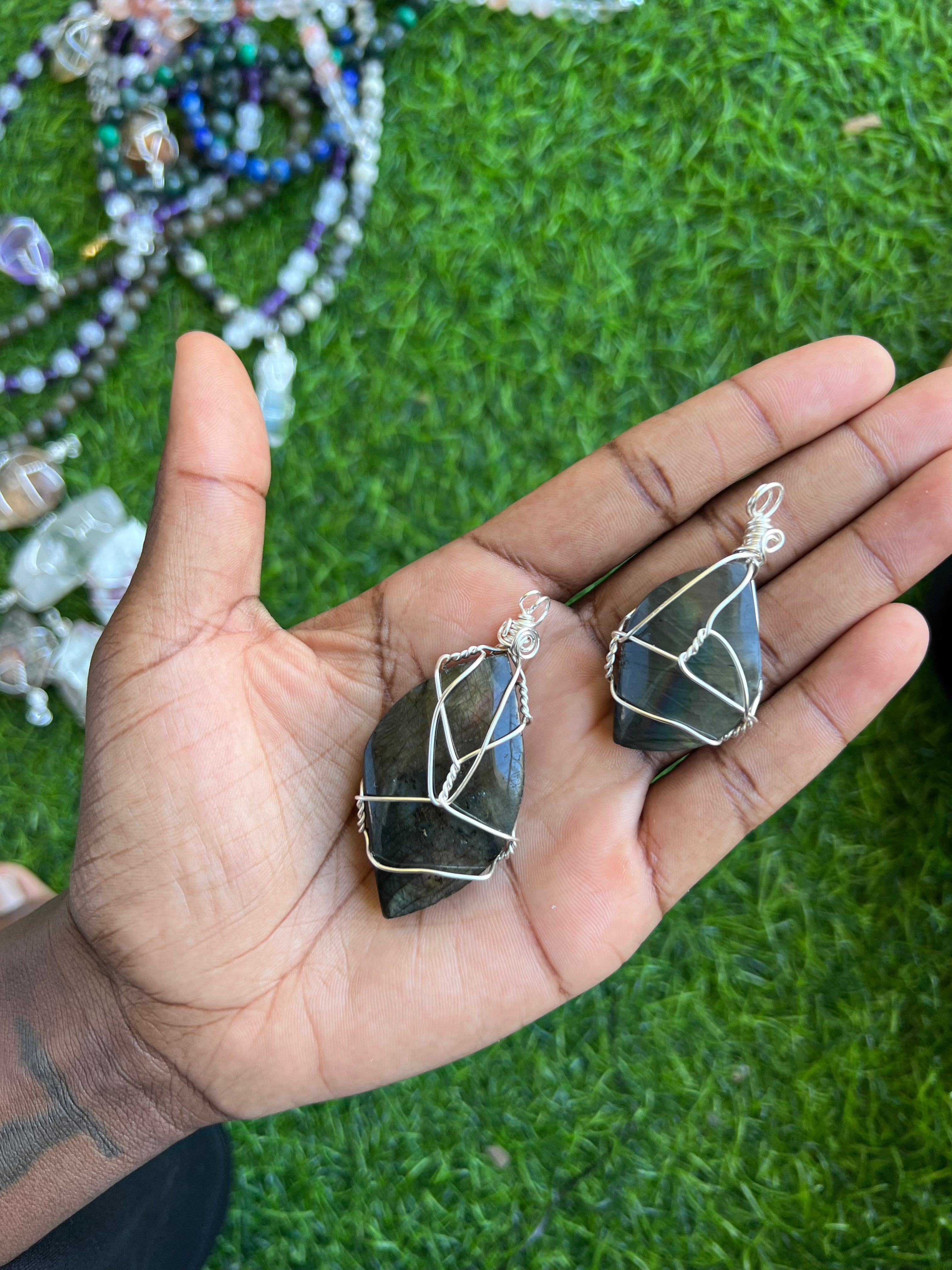 Labradorite Leaf Wire Wrapped